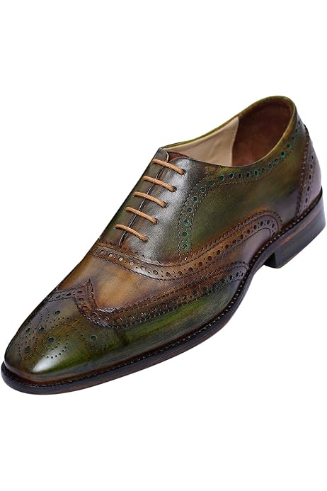Mens Leather Gatsby Brogues Tweed Lace 
