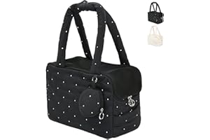 ETIAL Portable Puppy Travel Handbag Tote, Breathable Mesh Top Carrier Purse for Small Cats Dogs up to 15 Lbs, Outdoor Travel 