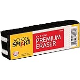 School Smart Premium Chalkboard Eraser, 6 x 2 x 1-5/16 Inches, Felt, Black/White