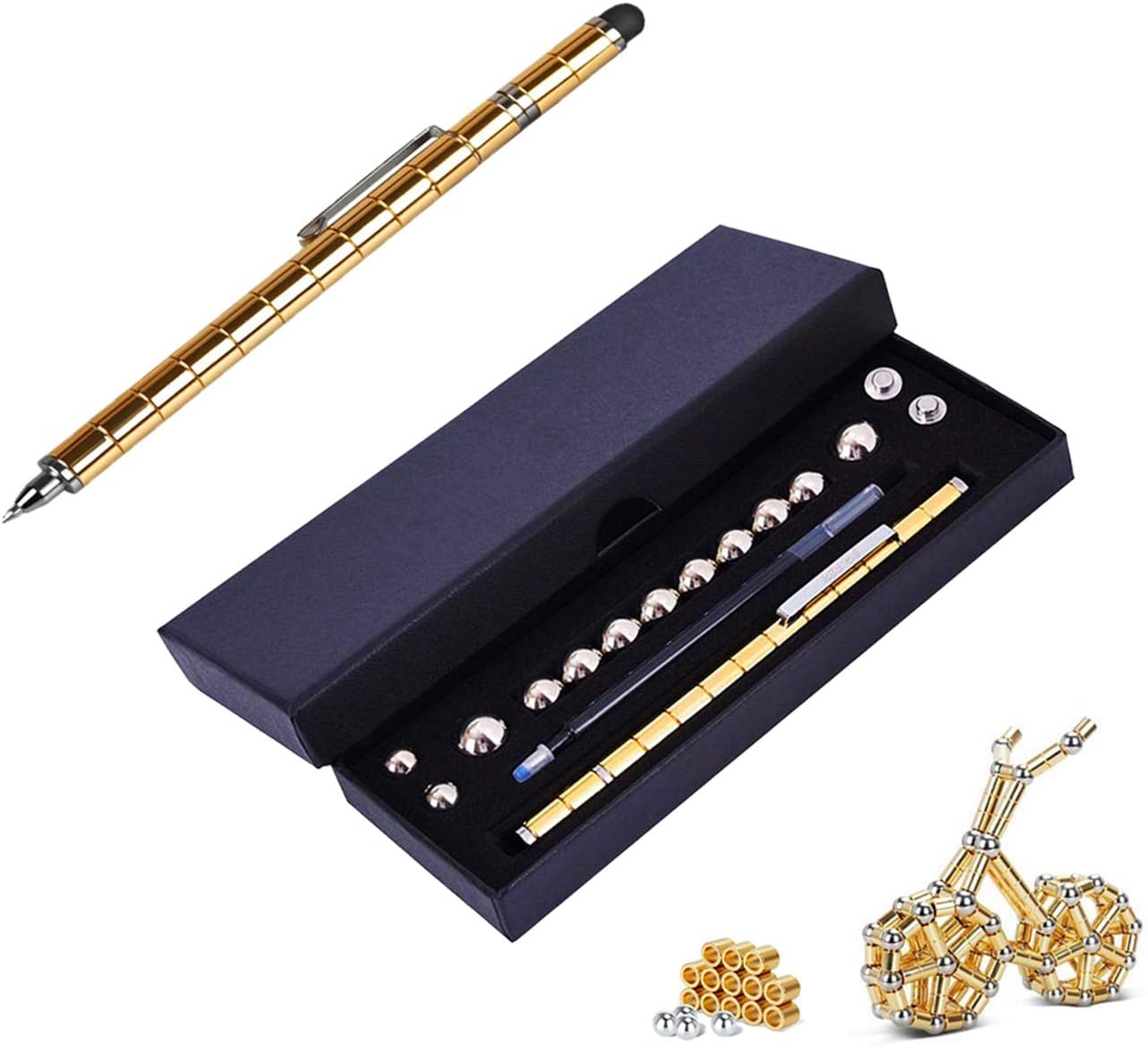 Baymart Magnetic Metal Pen, Capacitive Pen, Decompression Creative Fidget Toy for Students office worker Designer Writing, iPhone iPad Touch Screen Pen,Birthday Gift pen for Kids (Gold)