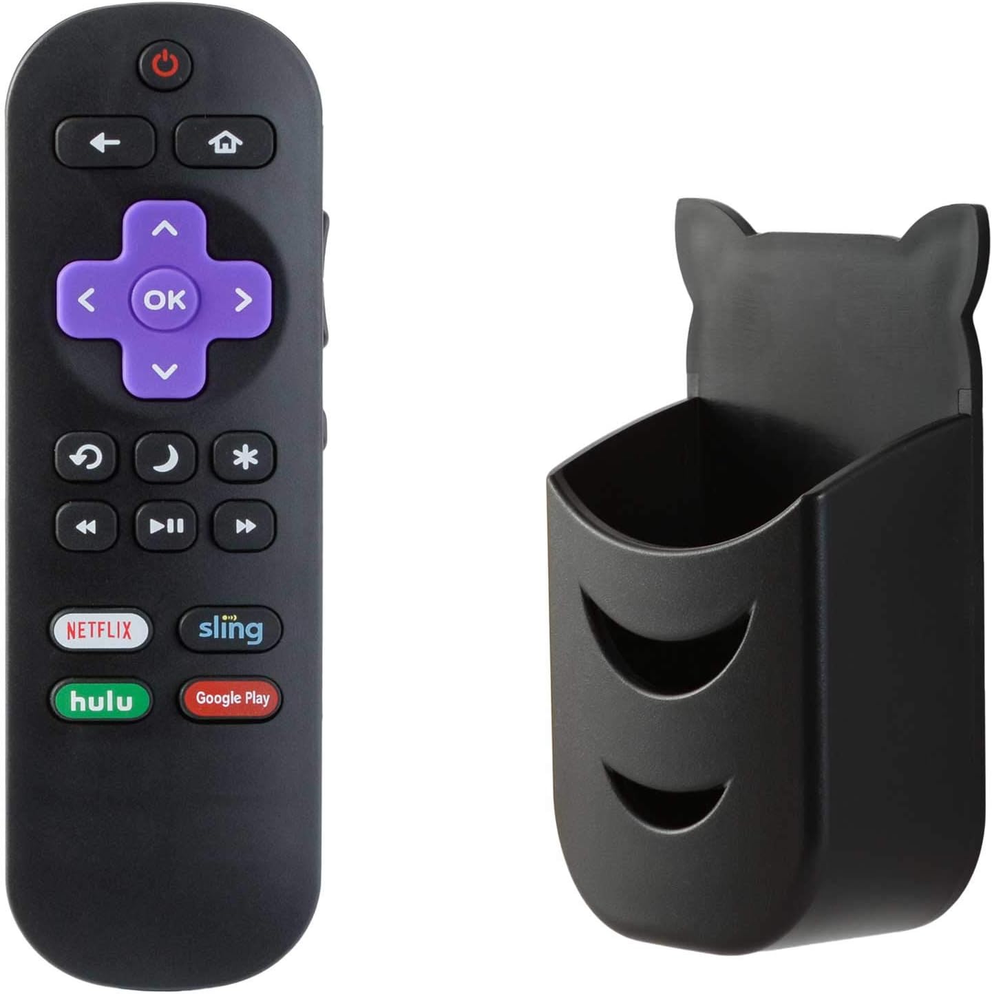 Remote Control for Insignia NS-RCRUS-17 Roku TV NS-32DR420NA16 NS-32DR420NA16A NS-32DR420NA16B NS-40DR420NA16 NS-40DR420NA16B NS43DR710NA17 NS-43DR710NA17 NS-48DR420NA16 NS-32dr310na17 (Black Holder)