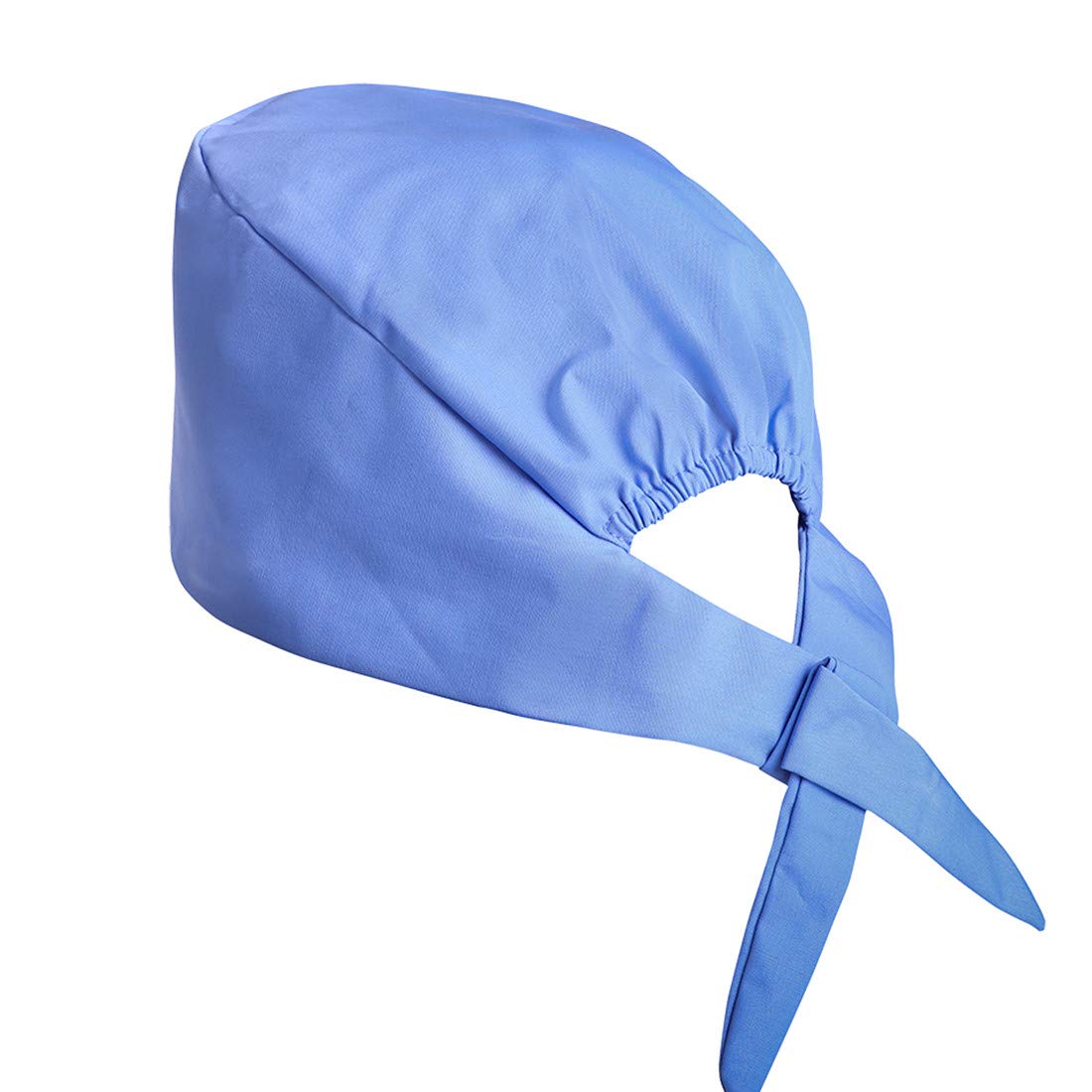 Unisex Scrub Cap with Sweatband Adjustable Tie 100% Cotton Elastic Chef Hat Food Spa Beauty Salon Cap Reusable Washable Multipurpose Hat (Light Blue) - Image 4