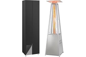 Hykolity 48000 BTU Pyramid Patio Heater, Outdoor Propane Heaters with Wheels and Cover, Glass Tube Propane Patio Heater for Backyard, Garden, Porch and Pool, Silver Grey