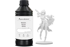 ApexMaker 3D Printer Resin White, 1000g, High Precision, Low Odor, Quick Curing Standard Photopolymer Resin, 385-405nm UV Curing 3D Printing Liquid Photopolymer Resin for LCD DLP SLA 3D Printers