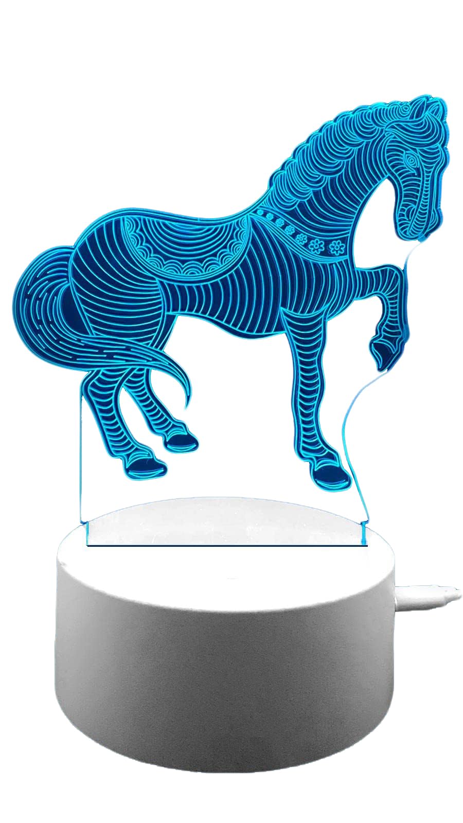 True Face 3D Optical Illusion Night Light, Touch LED Table Desk Lamp 7 Color Changing USB Charger Powered Touch Switch Desk Night Light for Kids Friends Gift Horse