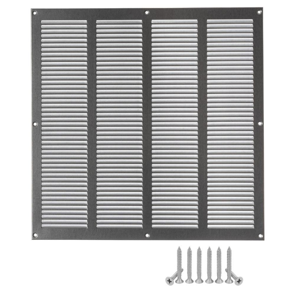 LIRAST 400x400mm Vent Cover Galvanised Steel - 16x16 inch Wall Vent Cover with Insect Mesh - Ceiling Soffit Vents - External Vent Cover - Metal Ventilation Grilles - Air Vent Covers for Walls