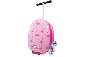 Flyte Fifi the Flamingo Scooter Suitcase - 2-in-1, 18 inch Ride on Suitcase for Kids, 25 Litre Capacity Kids' Luggage on Wheels for Boys and Girls Aged 4+, Rideable Carry on Children's Suitcases