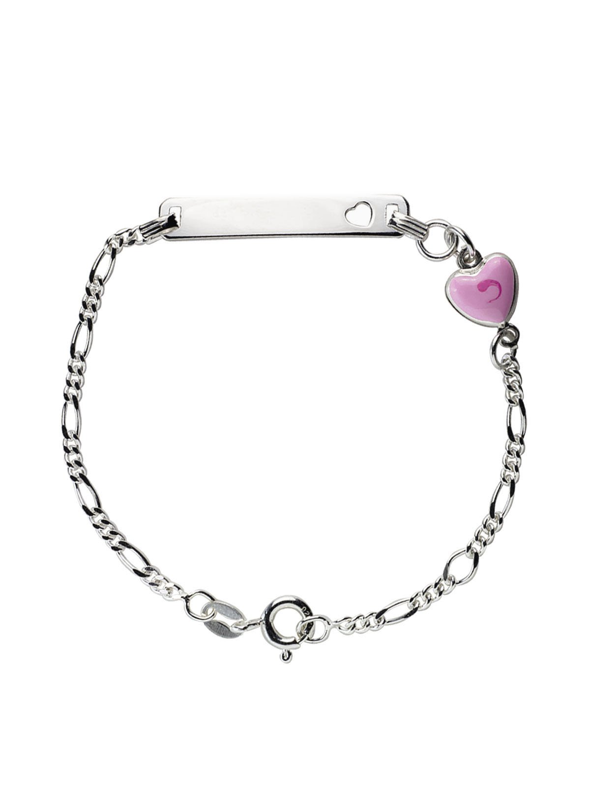 AKA Jewellery - Sterling Silver Baby ID Bracelet with Rose Heart, Gift for Children and Girls