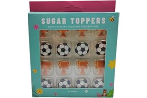 Edible Soccer‌ Cake Decorations, 16 Pcs Soccer Trophy Icing Decorations, Sugar Sprinkles Cupcake Cake Cookie Baking Decoratio