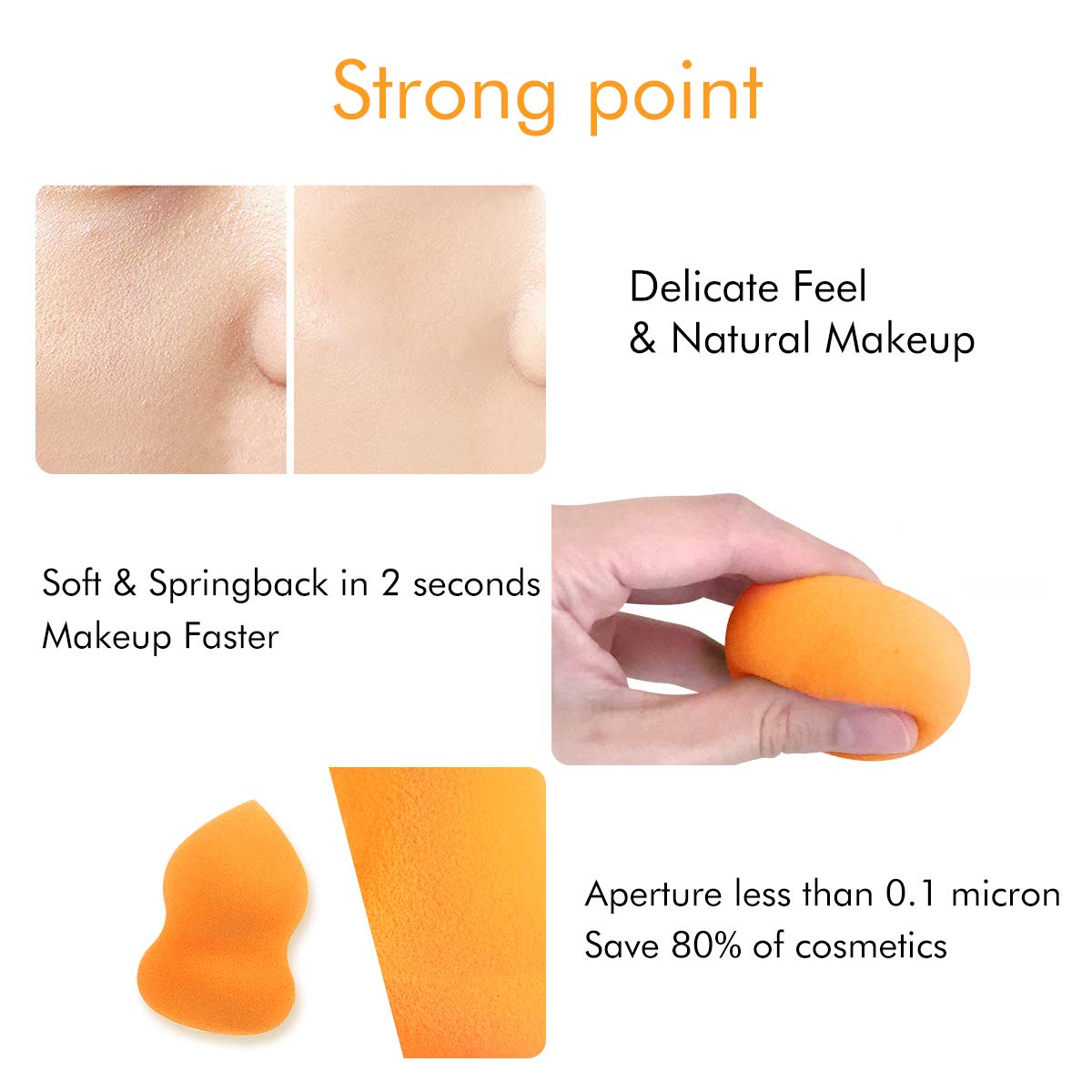 Makeup Sponge,Bealuxur Beauty Blender Sponge Foundation Sponge MakeUp Set With Foam Technology Multi Shape Beauty Sponges (5 Pcs)