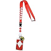 Power Rangers Red Ranger Tyrannosaurus ID Lanyard Badge Holder w Character Card and Tyrannosaurus Emblem Rubber Pendant