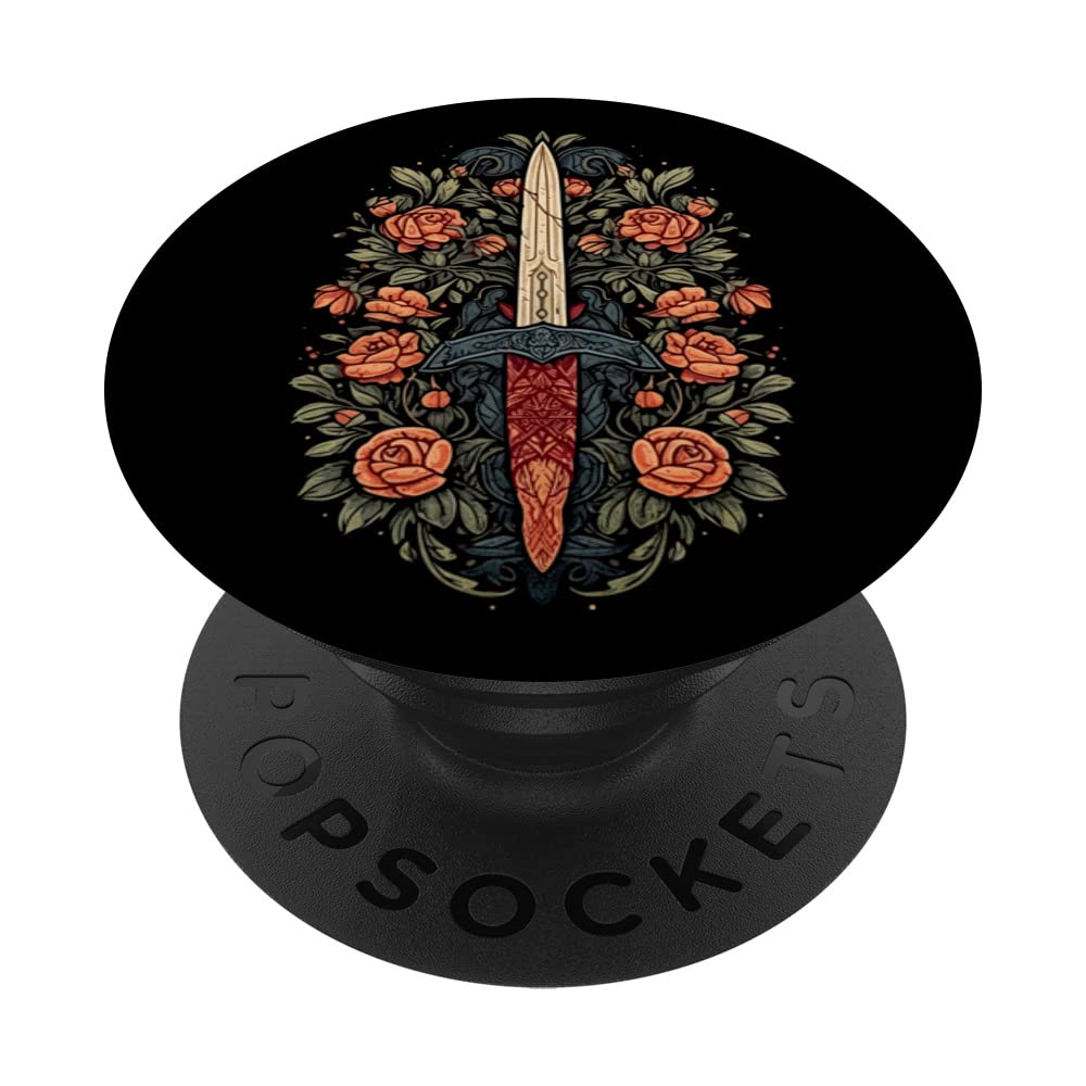 Athame Surrounded By Roses For Followers Of Wicca PopSockets Swappable PopGrip