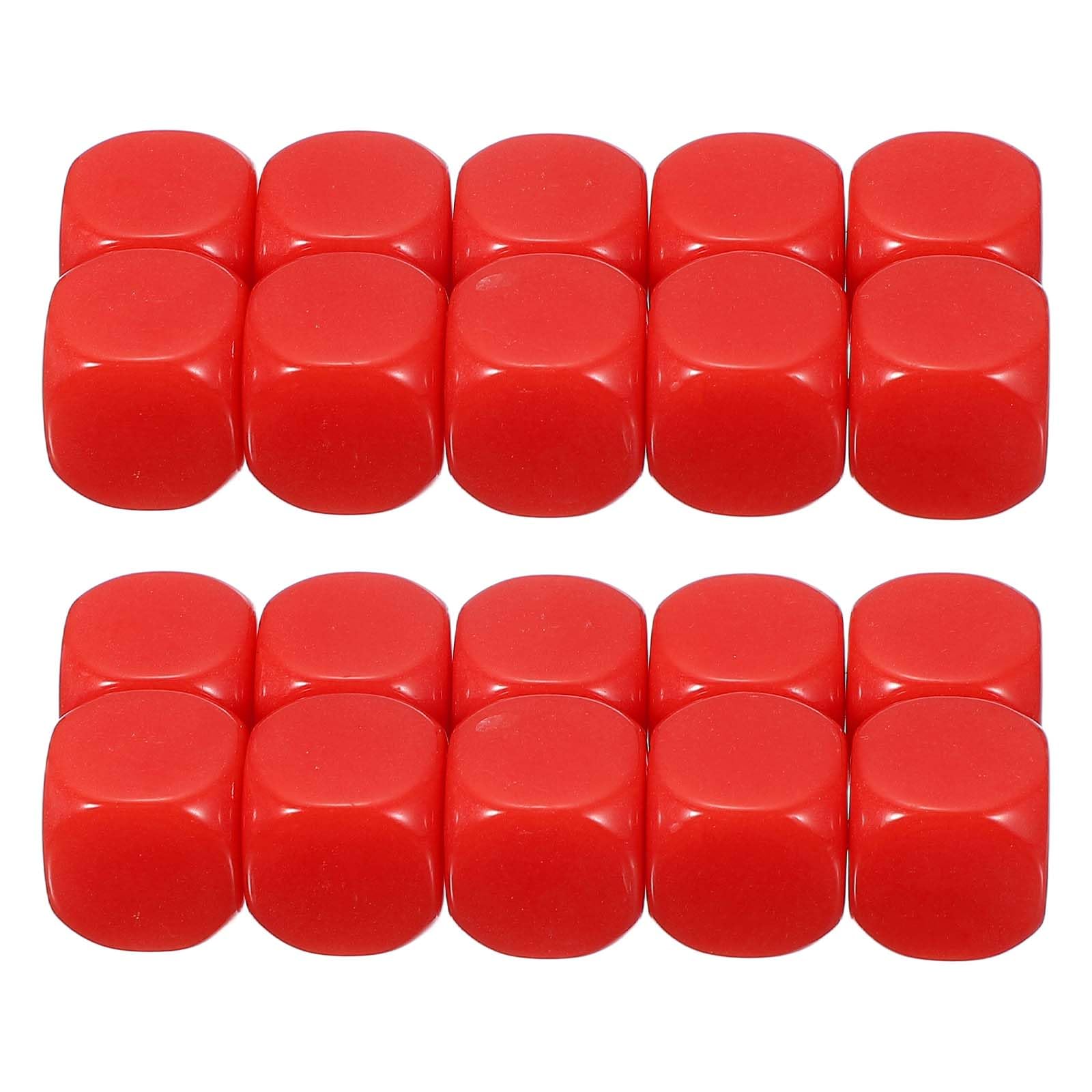 PATIKIL 16 mm Acrylic Dice Blank, 100 Pcs Standard Game Dice Rounded Corner with Smoothed Surface Six Sided for Board Games Teaching, Red