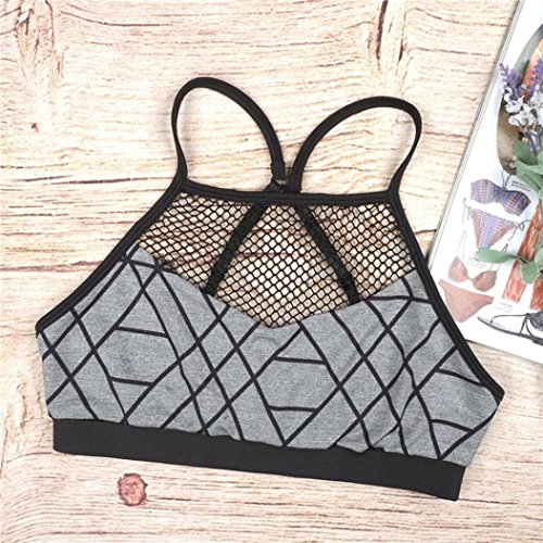 image for Han Shi Clearance, Women Print Athleisure Bra Yoga Hollow Out Mesh Ves