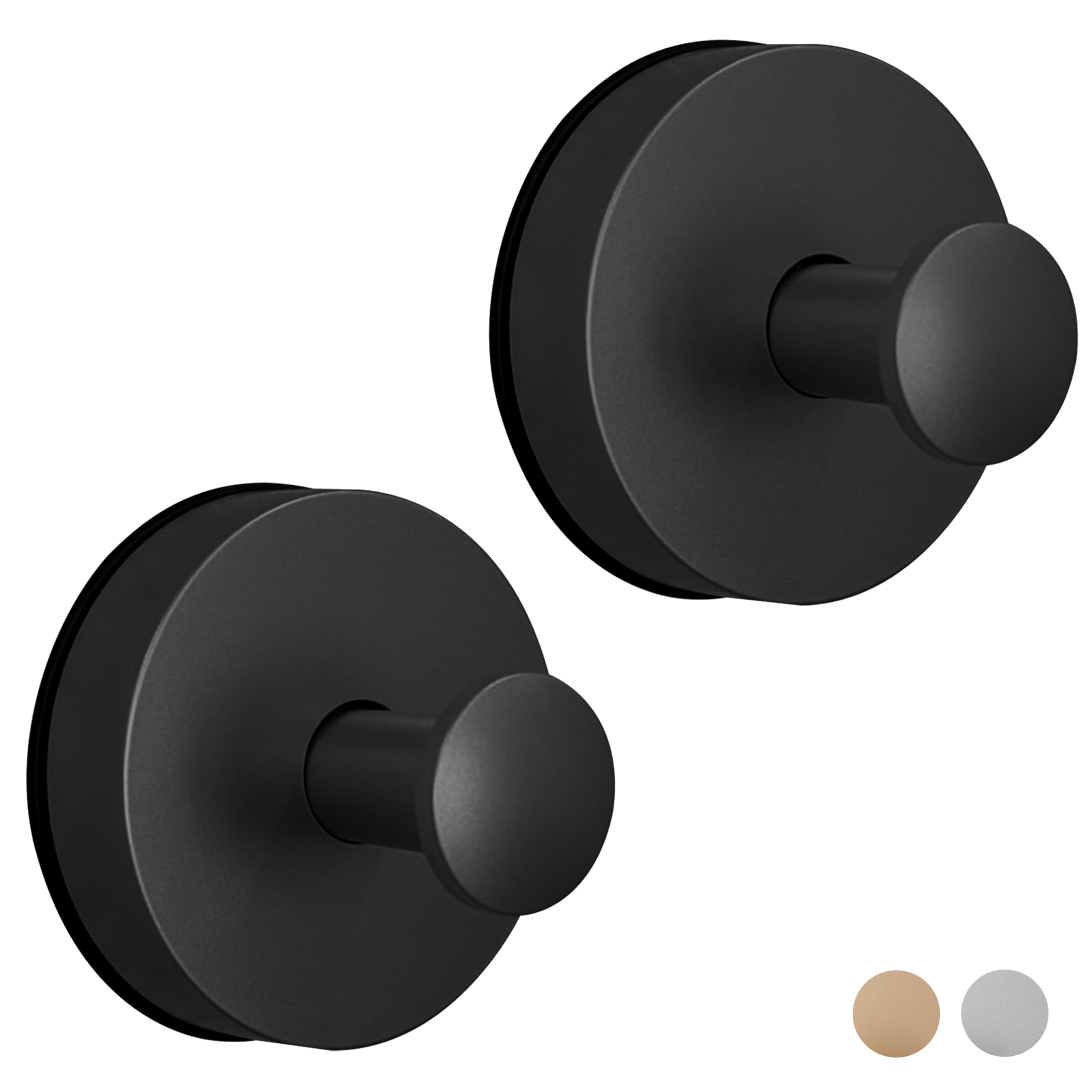 Photo 1 of *missing one*ARBELLE INNOVATIONS Suction Cup Hooks for Shower, Bathroom, Glass Door, Mirror, Tile - Loofah, Towel, Coat, Robe for Hanging up to 15 lbs – Brushed Gold, Matte Chrome Nickel, Black - 2 Pack (Black)