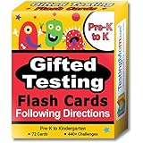 Gifted Testing Flash Cards – Following Directions for Pre-K – Kindergarten – Educational Toy Practice for CogAT test, OLSAT test, ITBS, NYC Gifted and Talented, WISC, WPPSI
