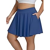 LassDazz Women's Plus Size Tennis Skirt High Waisted Knee Length Skorts 4 Pockets Golf Skirts with Shorts