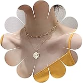 Vacaonio Boho Layered Disc Pendent Necklace Gold Disc Coin Choker Necklace Medal Coin Necklace Medallion Coin Necklace Chain Short Paperclip Chain Necklace Jewelry for Women