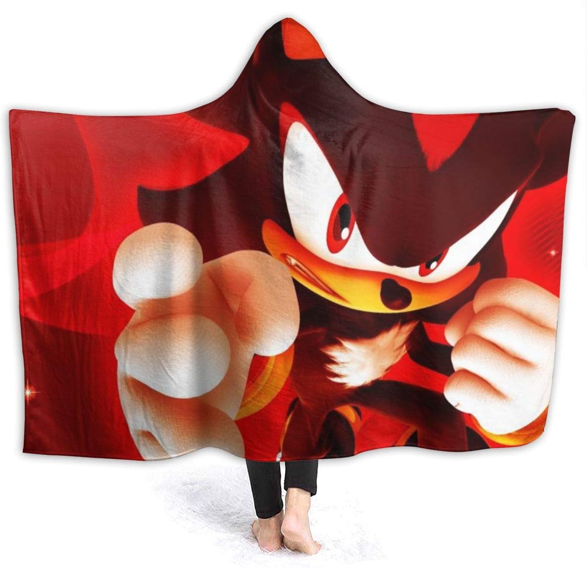 Fall Wearable Blankets for Mens Womens, Picts of Super Sonic Shadow The Hedgehog Game Poster Hooded Blankets, Airplane, Soft Throw Blanket, 80 x 60 inch