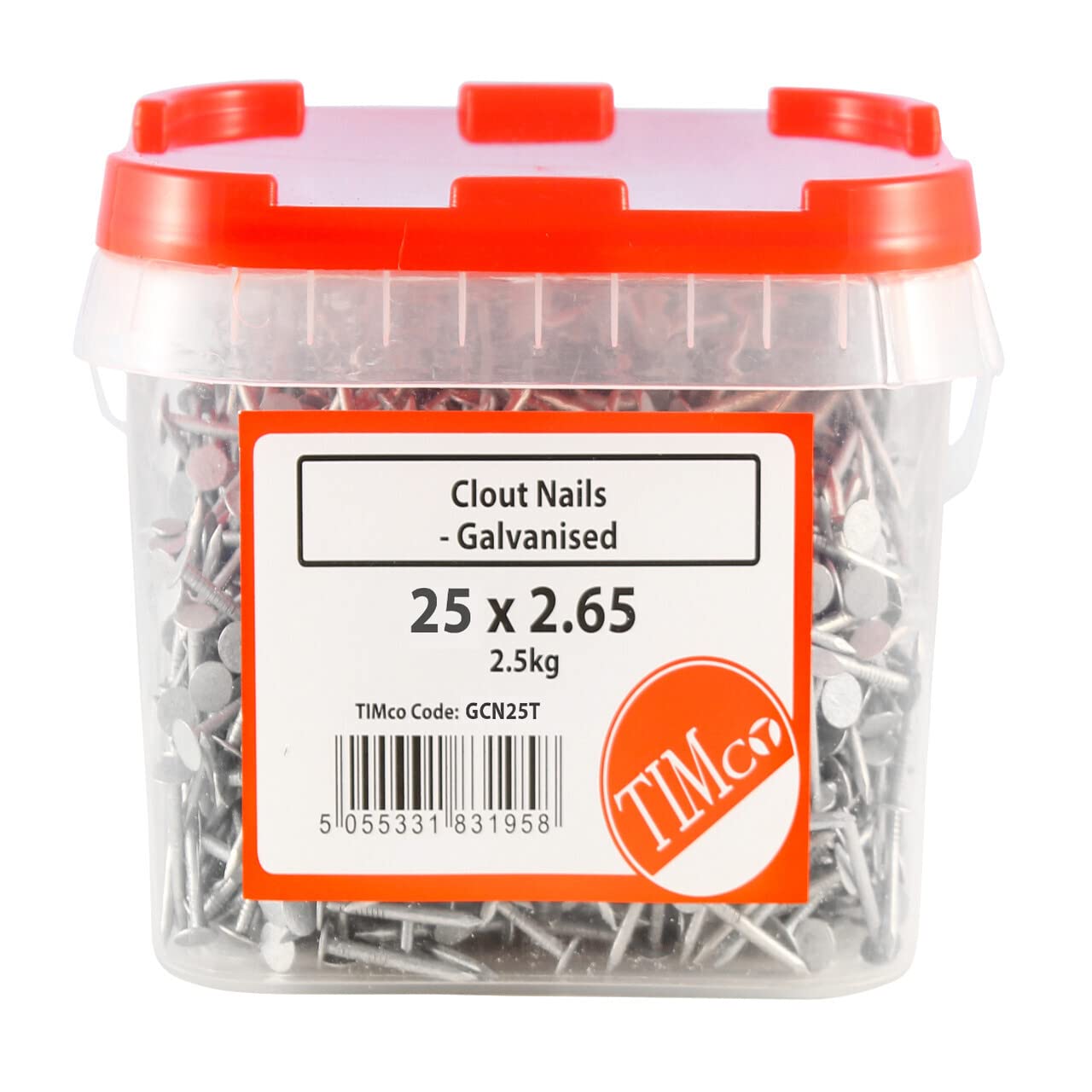 TIMCO Galvanized Clout Nails - 65 x 2.65-2.5kg Tub