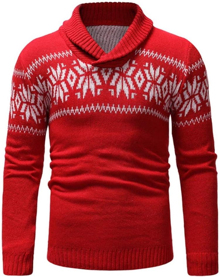 Loeay Men's Sweater Autumn Winter Ethnic Style Knitted Sweatshirt Casual Long Sleeve Slim Fit Pullover Tops V Neck Christmas Pattern