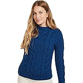 Aran Woollen Mills - Carraig Donn Ladies Irish Multi Cabled Raglan Super Soft Merino Wool Sweater