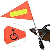 Golf Cart Flag Pole - Reflective Accessories, 22X30cm Orange Safety Flag, Telescopic Pole, Handicap Mount for Wheelchairs