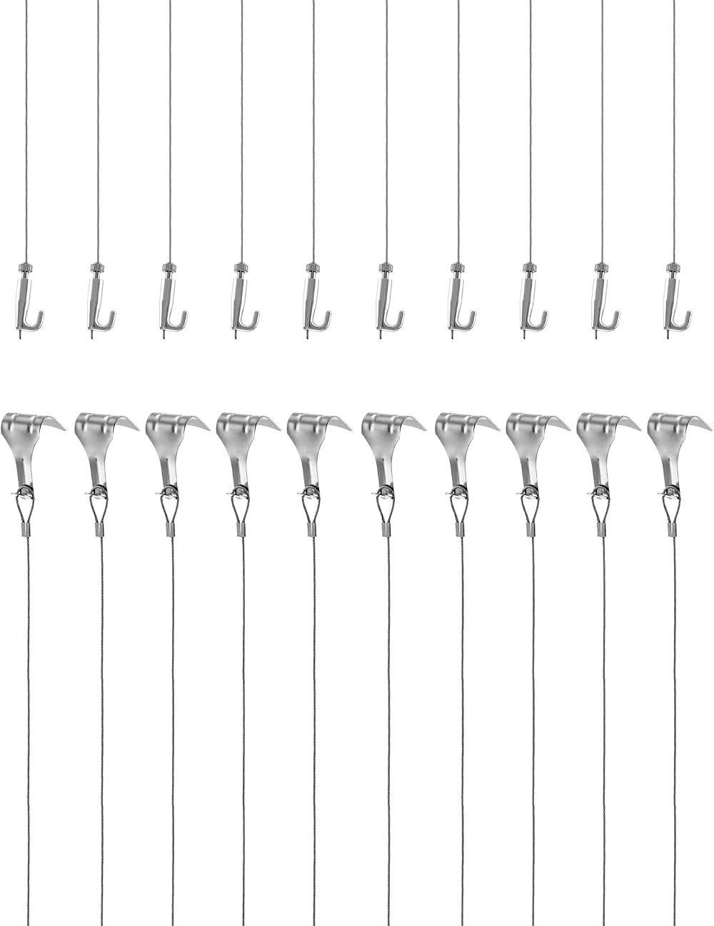 QWORK Picture Hanging Wire Kit 2m Stainless Steel 1.5mm Rail Hook 40kg