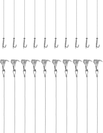 QWORK Picture Hanging Wire Kit 2m Stainless Steel 1.5mm Rail Hook 40kg