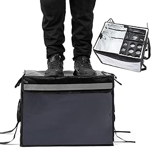 Nesthao Updated Professional Insulated Food Delivery Bag with Support Frame and Plastic Bottom Plate ,Grocery Delivery Bag for Catering,Restaurants,Delivery Drivers, Uber Eats,Doordash and more(With Cup Holders ) (19.7