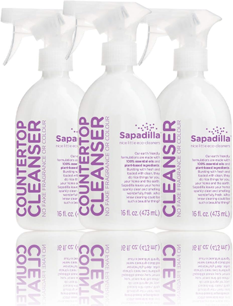 Sapadilla Sweet Lavender + Lime Biodegradable Countertop Cleanser Spray, 16 Ounce, (Pack of 3)