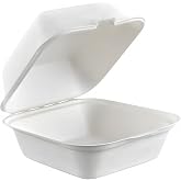 100% Compostable Clamshell Single Compartment Take Out Food Containers 6x6". 25 Containers, Natural Disposable Bagasse, Eco-Friendly Biodegradable Made of Sugar Cane-Package of 25ct