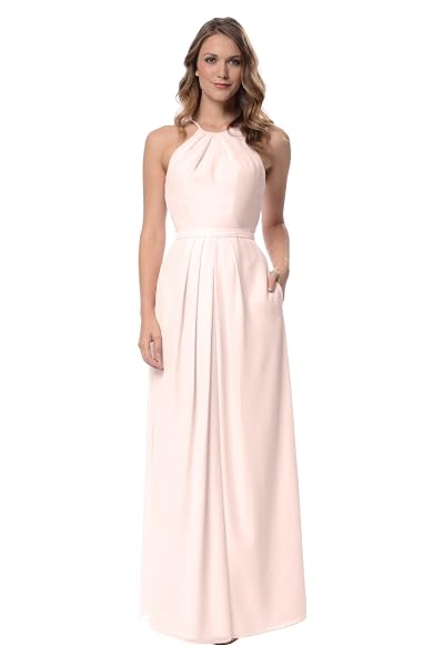 ADRIANNA PAPELL WOMENS ISABELLE CHIFFON HALTER WITH BANDED...