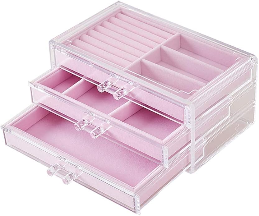 FIONAT Jewelry Storage Box Acrylic Watch Earrings Earrings Ring