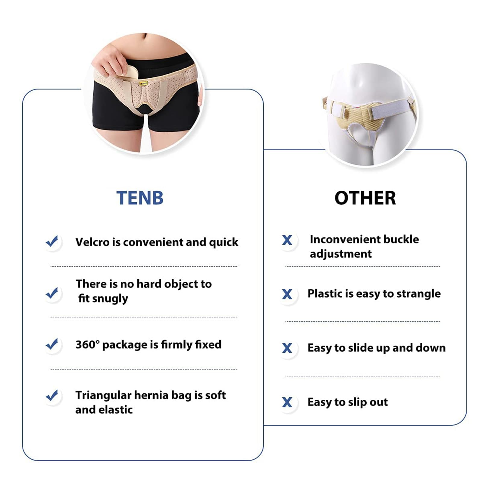 LEEVEEL Hernia Belt For Men & Women - Adjustable Inguinal Truss With Removable Compression Pads