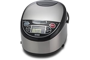 Tiger JAX-T18U-K 10 Cup (Uncooked) Micom Rice Cooker with Food Steamer & Slow Cooker, Stainless Steel Black