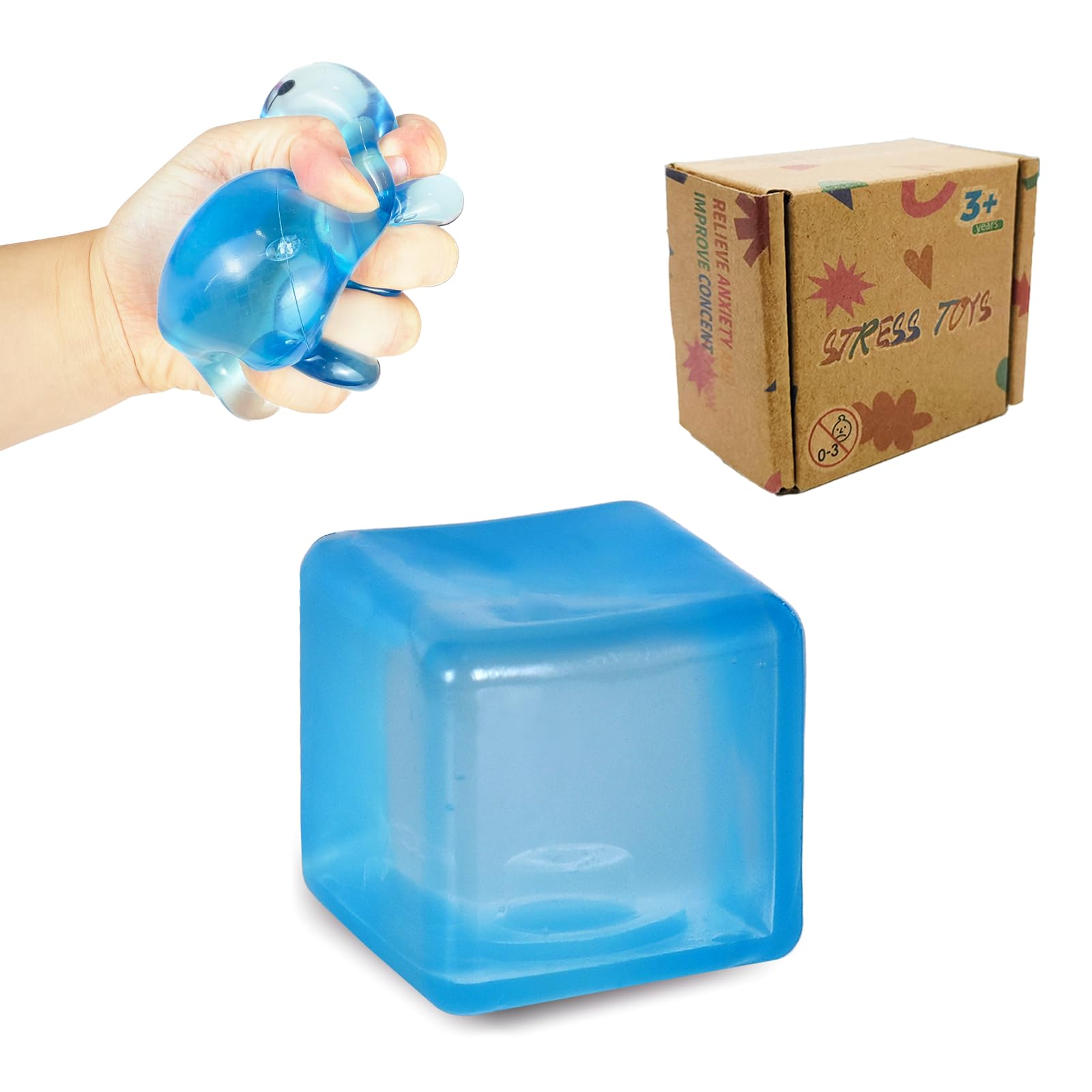 Fumzazyllo Soft Stress Relief Cube – Squishy Fidget Toy for Anxiety & Focus, 5cm Squeeze Cube for Kids & Adults, Durable Sensory Stress Relief Ball