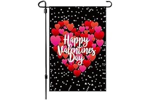 Akeydeco Valentine's Day Flag,12x18 Inch Valentine's Heart Garden Flag Double Sided Printing 2 Layer Burlap Valentine Flags for Your Valentine's Day Decoration