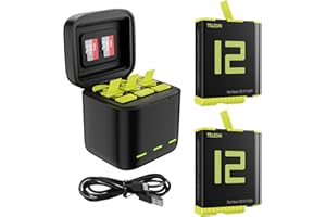 TELESIN° TELESIN Battery Charger Kit for GoPro Hero 12 Hero 11 Hero 10 Hero 9 Black, 2-Pack Batteries Triple USB Charger Fully Compatible with Original Go Pro 12 11 10 9 Camera Accessories