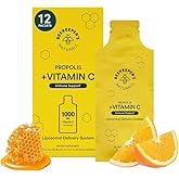 Propolis Liposomal Vitamin C by Beekeeper's Naturals, 1000mg Vitamin C, Propolis & Organic Honey, Supercharged Immune Support & Increased Bioavailibity for Max Absorption, 12 Ct