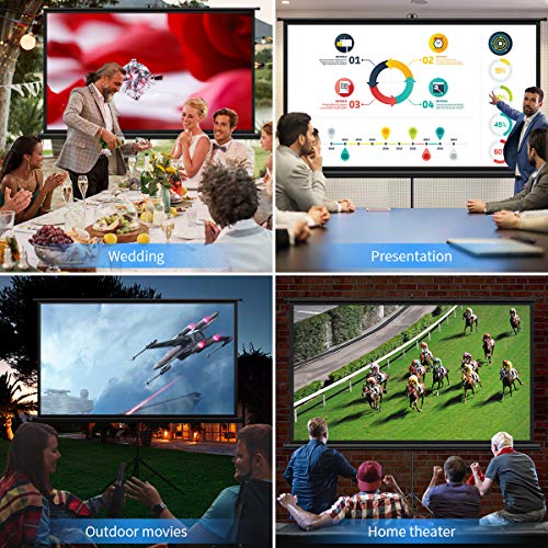 Projector Screen, Keenstone Projection Screen 4K 16:9 HD Foldable Wrinkle-Free Portable Movies Screen for Home Backyard Theater Outdoor Indoor (100 Inch)