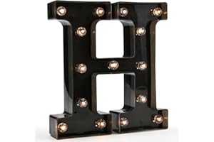 OYCBUZO Light Up Black Alphabet Marquee Letters Sign LED Marquee Number Lights Sign for Night Light Home Bar Christmas Lamp Birthday Party Wedding Decoration H