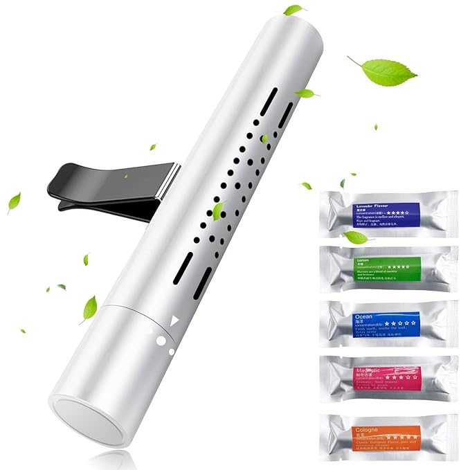 FEIGO Auto Lufterfrischer, Aromatherapie Luftreiniger, Aromatherapie Diffusor - Orime Auto Mini Ionisator mit 5 Düften für ah