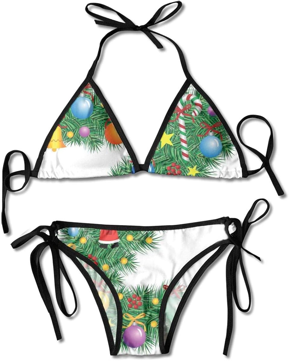 Women's Tie Side Bottom Padding Triangle Bikini Swimsuits