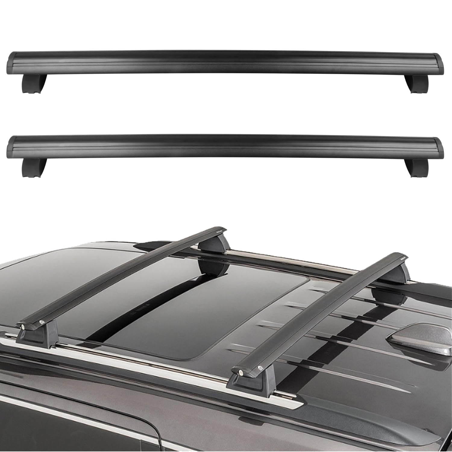 Photo 1 of OCPTY Roof Rack Cross Bars Fit for Jeep Grand Cherokee 2011 2012 2013 2014 2015 2016 2017 2018 2019 2020 2021 with Grooved Side Rails Cargo Bars for Cargo Carrier Bag,Not fit SRT and Altitude Models