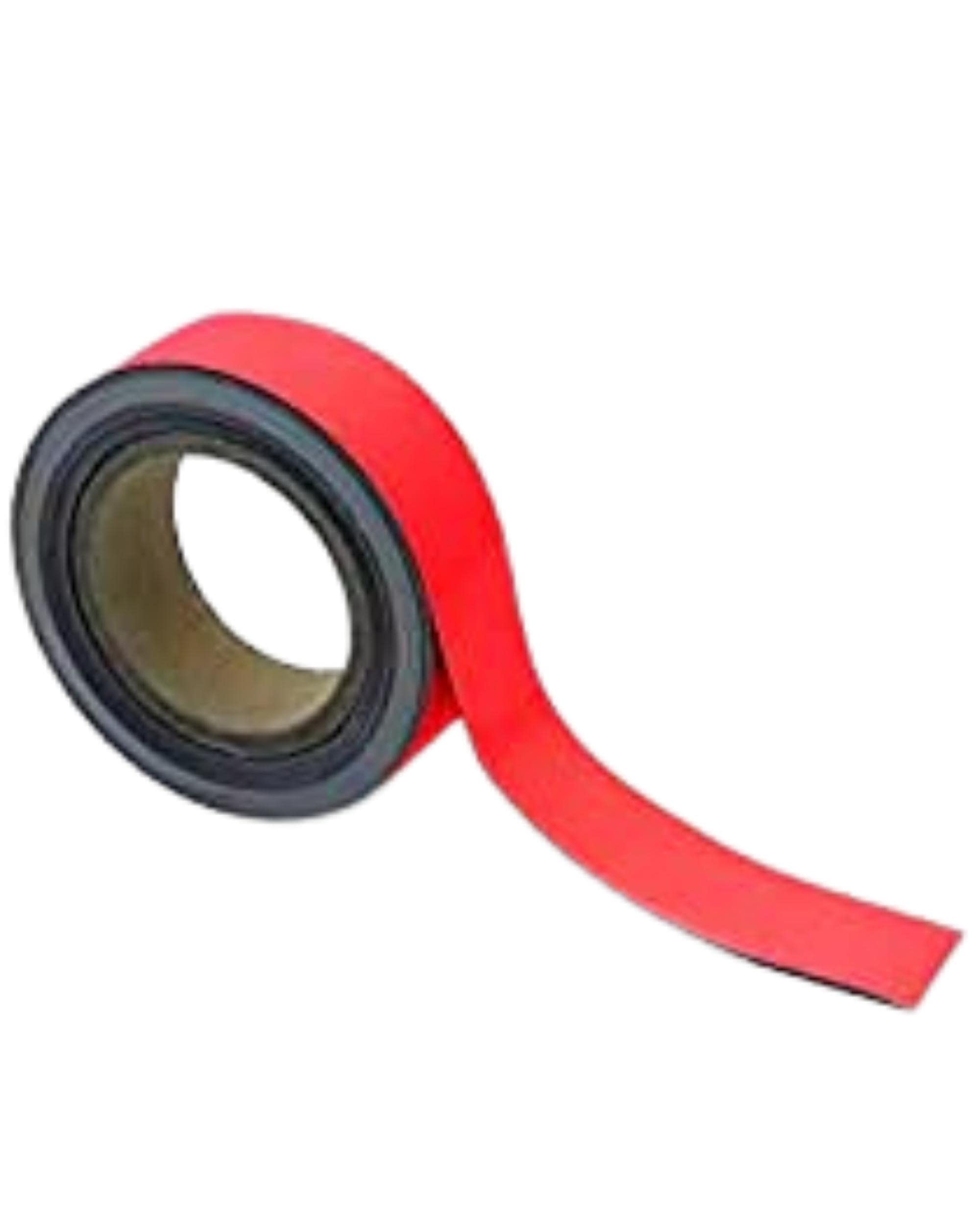 Magnetic Steel Easy-Wipe Tape, Thin & Flexible, Cut to Fit Strip, Strong Magnetic Tape, High Visible Identification, Suitable For All Non-Magnetic Surfaces - Red - H.40mm x W.10M