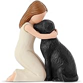 Hensonever Love My Black Dog Figurines Statues, Black Dog Angel Friendship Remembrance Gifts, Sculpted Hand-Painted Figures for Dog Lovers
