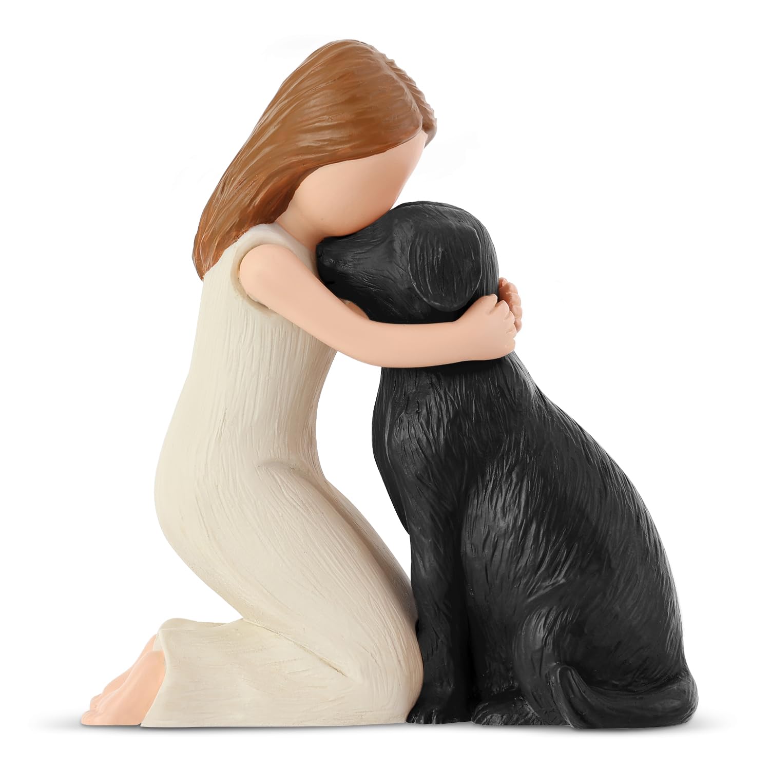 Carracci Love My Black Dog Figurines Statues, Girl Black Dog Angel Friendship Remembrance Gifts for Dog Mom, Sculpted Hand-Painted Figures for Dog Lovers