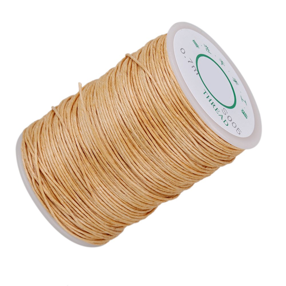CNBTR 0.7mm Dia Beige Natural Hemp Waxed Thread Round Cord Strong