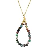 NJCRAFT Natural Gemstone Chips | Beads Handmade Dainty Hoop Pendant Necklace for Women| Chain 16+2 Inch Adjustable